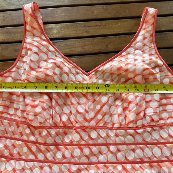 Robbie Bee 18W Coral Polka Dot Midi Dress Fit & Flare Plus Size - Picture 5 of 7